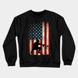 Baseball Catchers Gear American Flag Baseballin Crewneck Sweatshirt